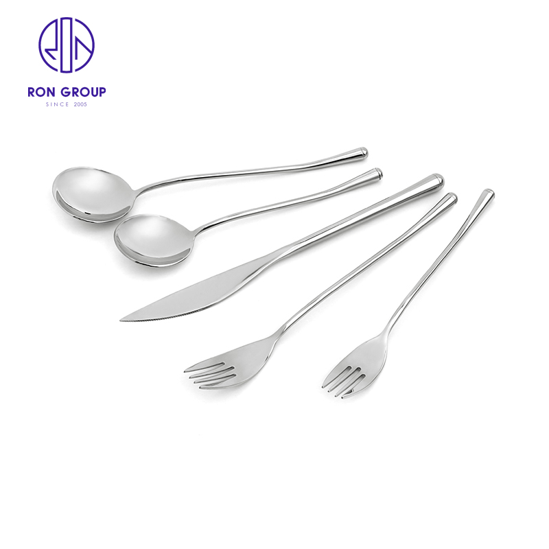 Western Western Food Tableware Stainless Steel Fine Handle Knife Fork and Spoon Five Piece Set