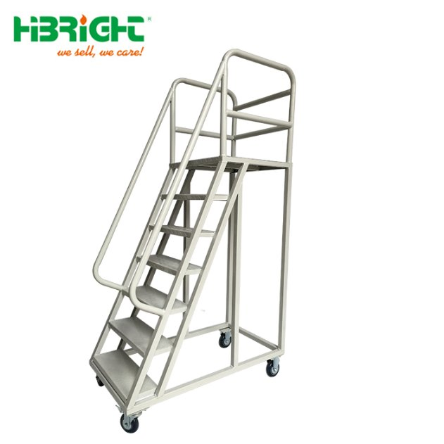 Moveable Warehouse Multi-Functional Picking Trolley with Ladder with Handrail