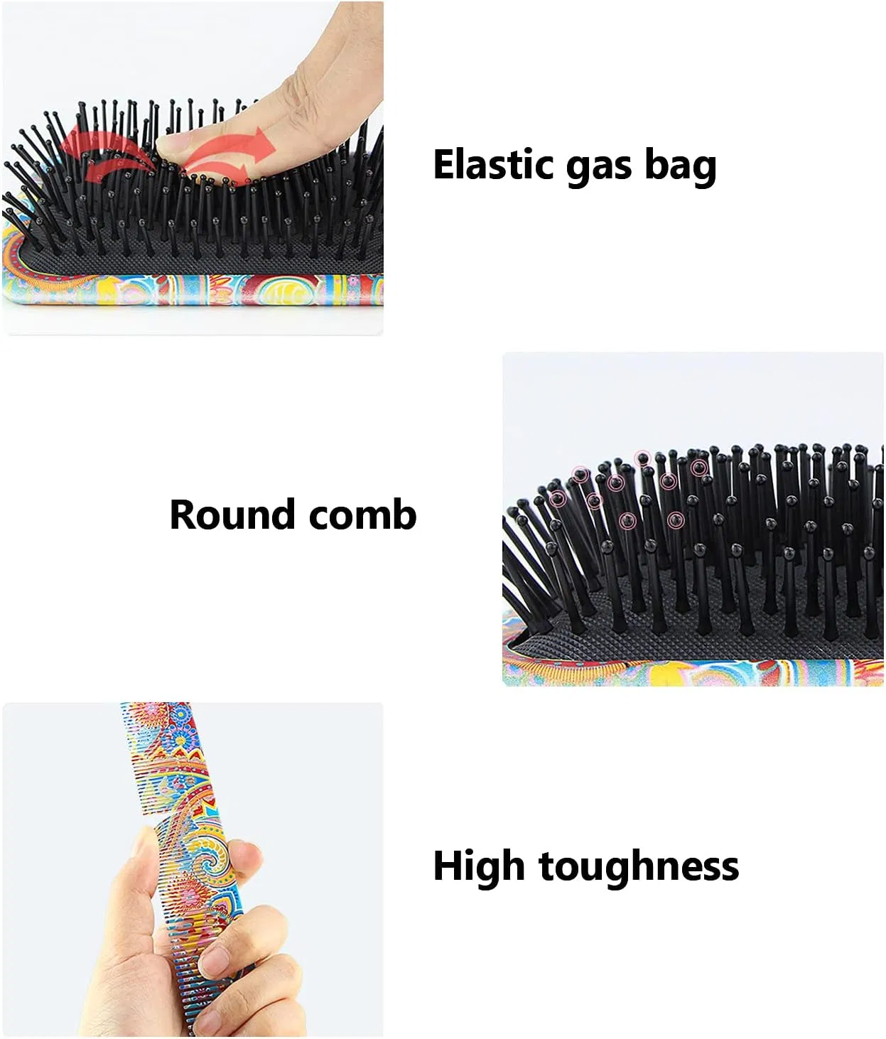 5PCS Hair Brush Comb Set Paddle Brush Tail Comb Wide Fine Teeth Hair Comb