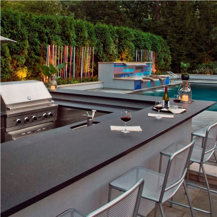 Natural Black Granite Grill Countertop Slab Board Stone Bar Top Outdoor Kitchen BBQ Island