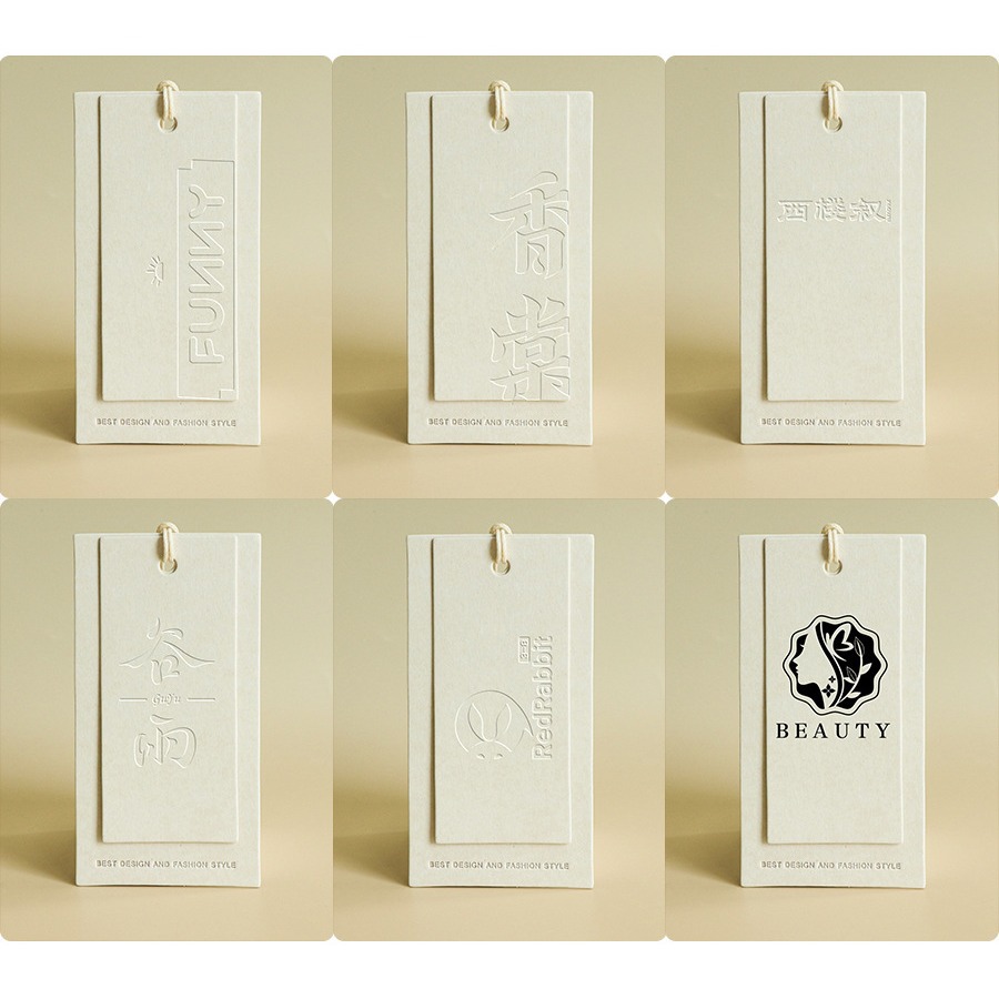 Бирки бумажные для одежды с логотипом и тиснением