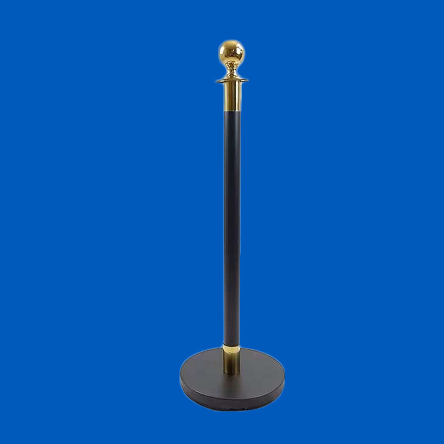1.5m Fixed Rope Queue Line Stanchion Black Matt