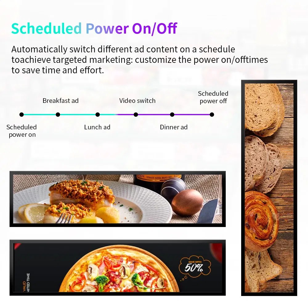 ODM/OEM Screen Ultra Wide Bar Panel Strip LCD Display for Supermarket Shelves Advertising Signage Modules