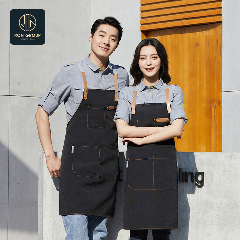 Wholesale Waiter Waitress Kitchen Denim Apron for Restaurant