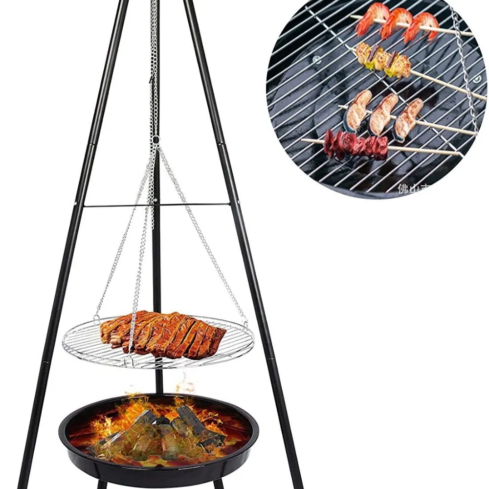 Portable Outdoor Tripod, Fire Cookware Picnic Hanging Pot Grill Stand Wbb27696