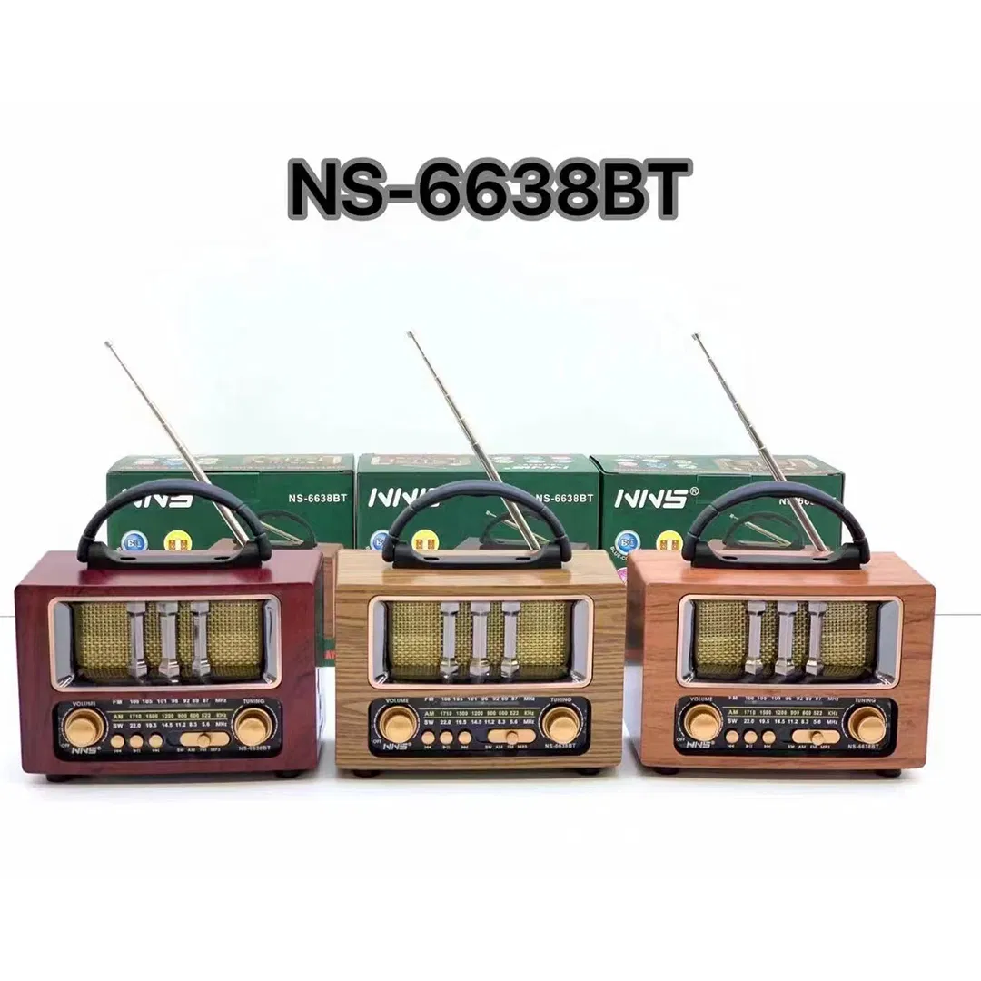 Ретро радио NS-6638BT с Bluetooth, деревянный корпус