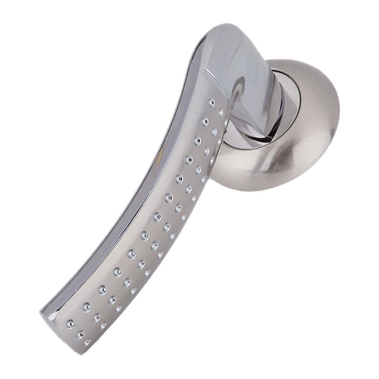 Silver White Round Rosette Zinc Alloy Hardware Pull Bathroom Door Handle