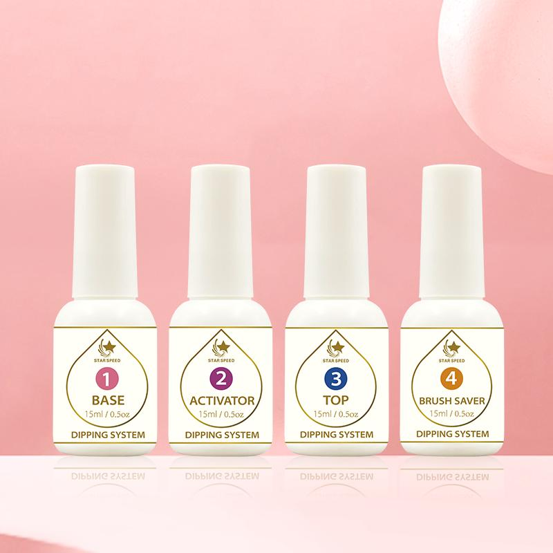 2022 OEM Custom Private Label 4 In1 Quick Dry Bulk Nail DIP Dipping Powder Starter Kit Set with Base Top Coat Activator Liquid