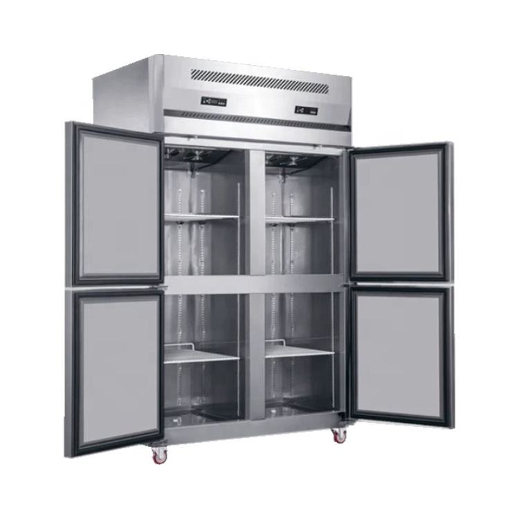 Commercial Stainless Steel Large Capacity Four-Door Double-Temperature Freezer with Thickened Construction