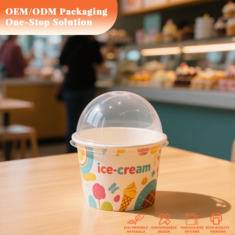 Customizable Paper Ice Cream Cups with Unique Design for Catering and Restaurant Branding