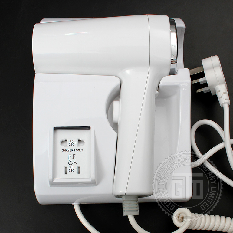 220V 1100W Wall Mounted Hotel Use Hair Dryer with Shaver Socket