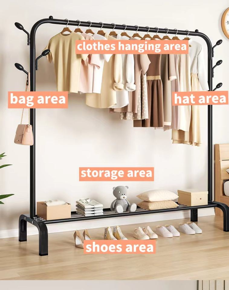 Multifunctional Free Standing Hat Jacket Umbrella Coat Metal Clothes Hanger Stand