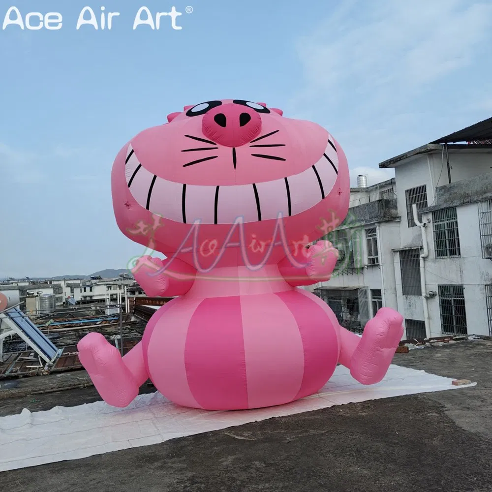 Door to Door Alice in Wonderland Inflatable Cat Cartoon Inflatable Big Mouth Cat Balloon Model for Outdoor Parade Events