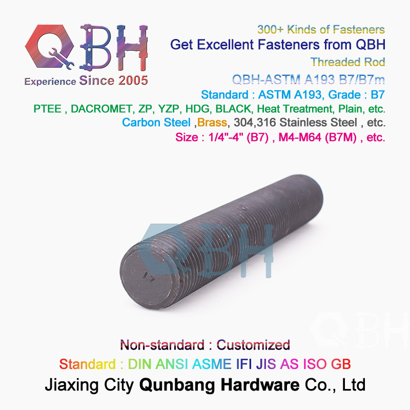 Qbh Customized ASTM A193 B7/B7m Alloy Brass Carbon Stainless Steel HDG Half Fully Thread Construction Building Materials Fastener Threaded Rods Formwork