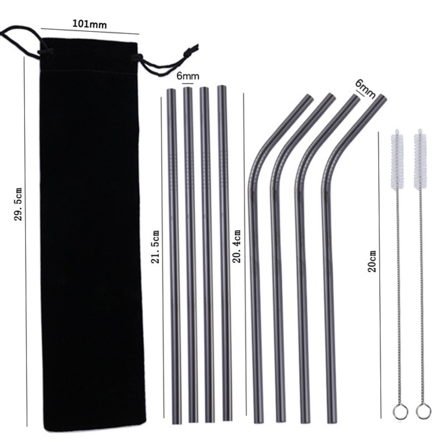 Customization 304 Stainless Steel Straw Set with Brush