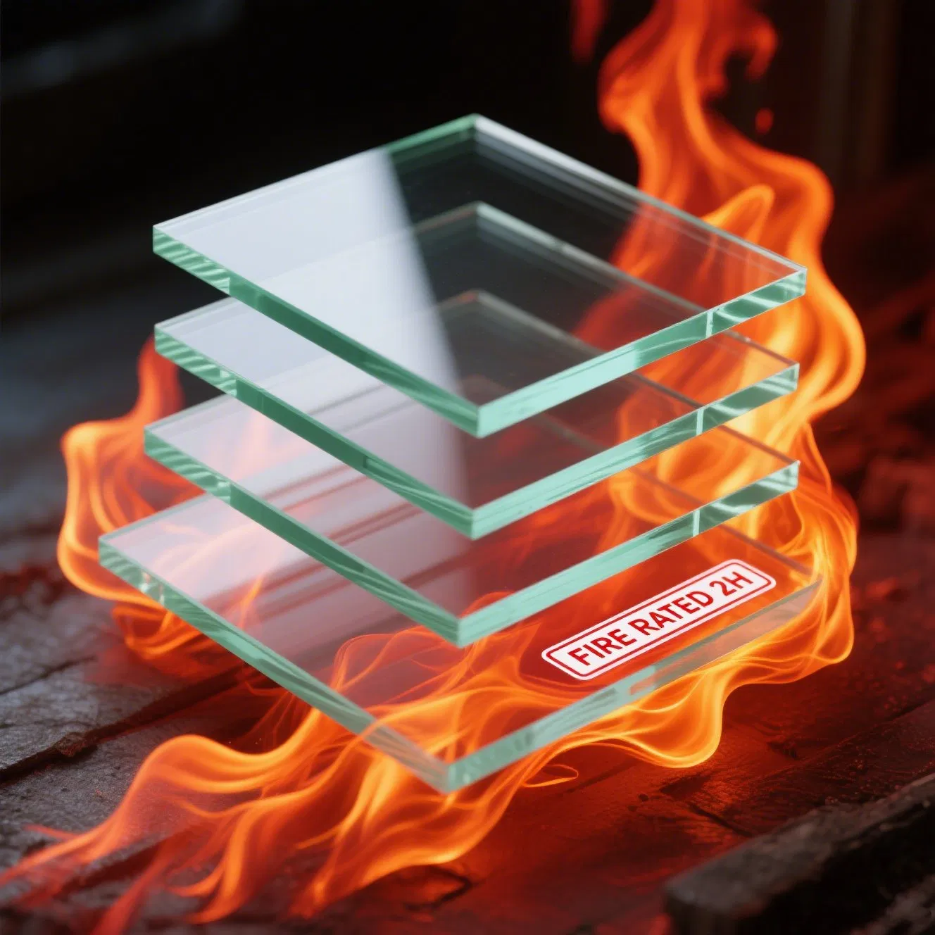 2h 3h Fireproof Safety Glass for Fireplaces