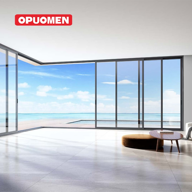 Premium Double Glazing Tempered Glass Postmodern Sound Insulation Sliding Door