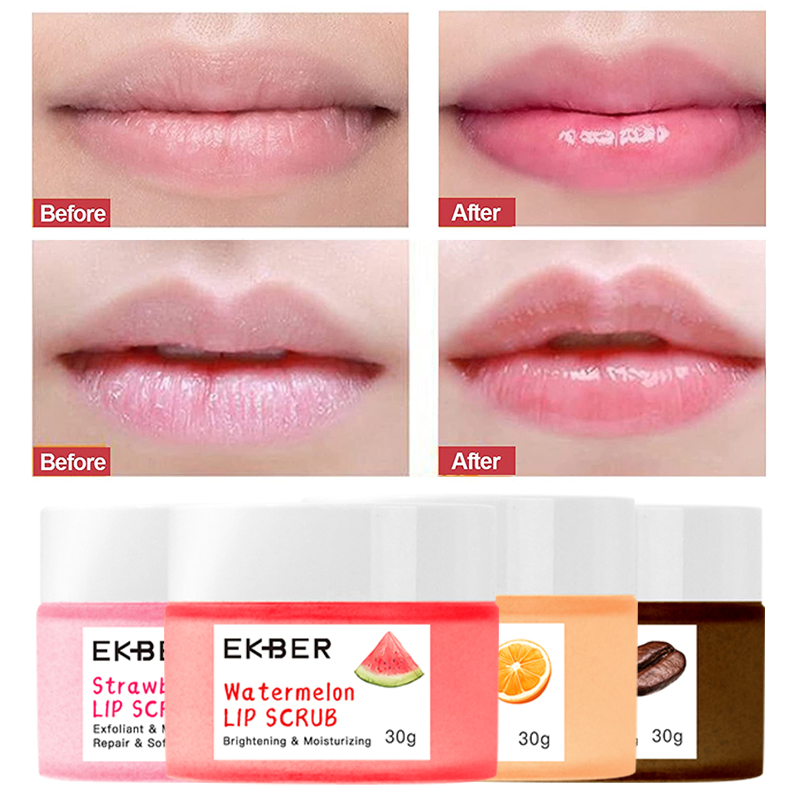 Lip Care Organic Lightening Exfoliator Nourishing Vegan Pink Strawberry Sugar Lip Scrub