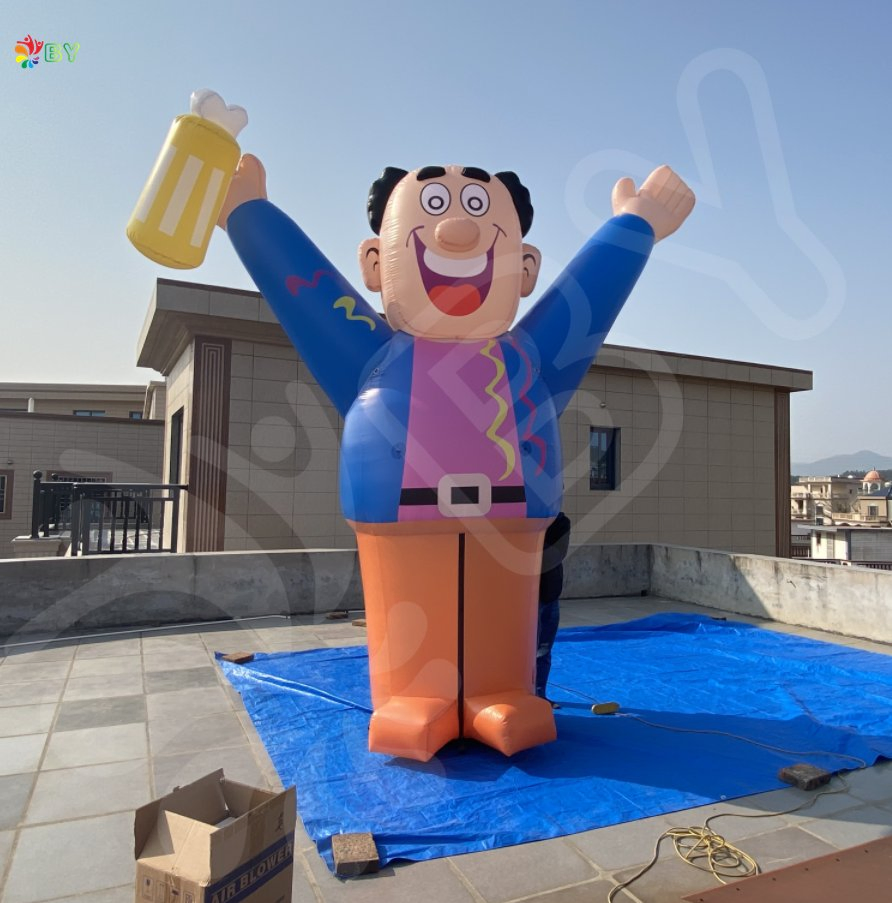 Custom Made Factory Price Giant Inflatable Abraham Holland Doll Balloon with Beer Cup