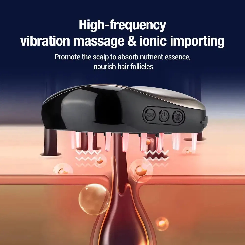 USB-Powered Electric Scalp Massage Comb Red Blue Light Ion Conditioner Comb Hair Brushes Hair Growth