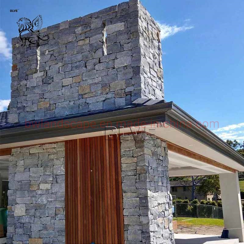 Blve Villa Exterior Wall Decoration Natural Stone Cladding Tile Grey Marble Cultural Stone Panel