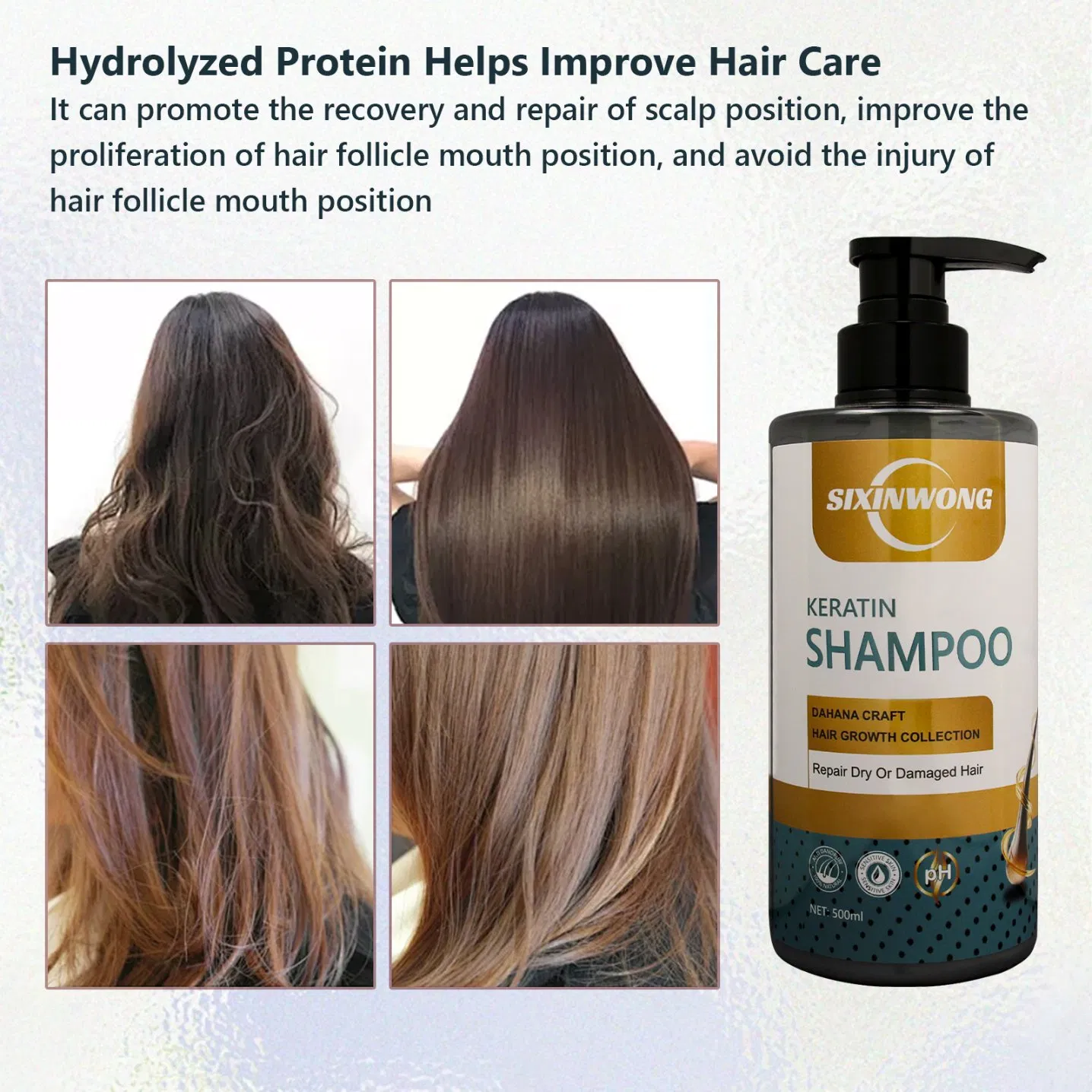 Beauty Hair Care Cosmetics Deep Moisturizing Repair Scalp Hair Keratin Shampoo