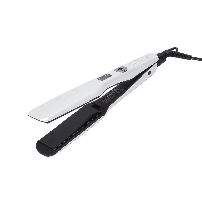 Save Dual-Use Electric Hair Straightener LED Display Wide Ceramic Plate Fast Heating Multi Level Temperature Adjustment for Household