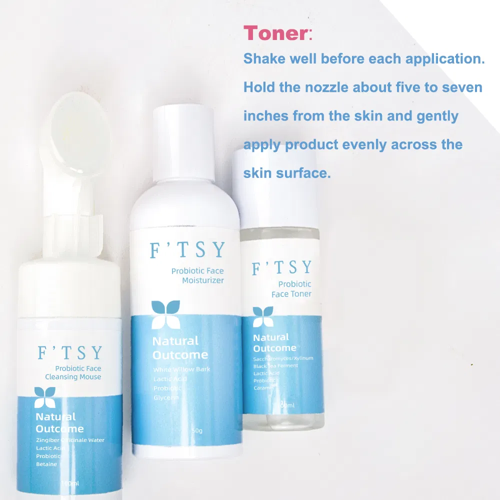 Custom Logo Natural Vegan Probiotics Face Skin Care Set Natural All Skin Types Brightening Moisturizing Glowing Facial Care Kit Set