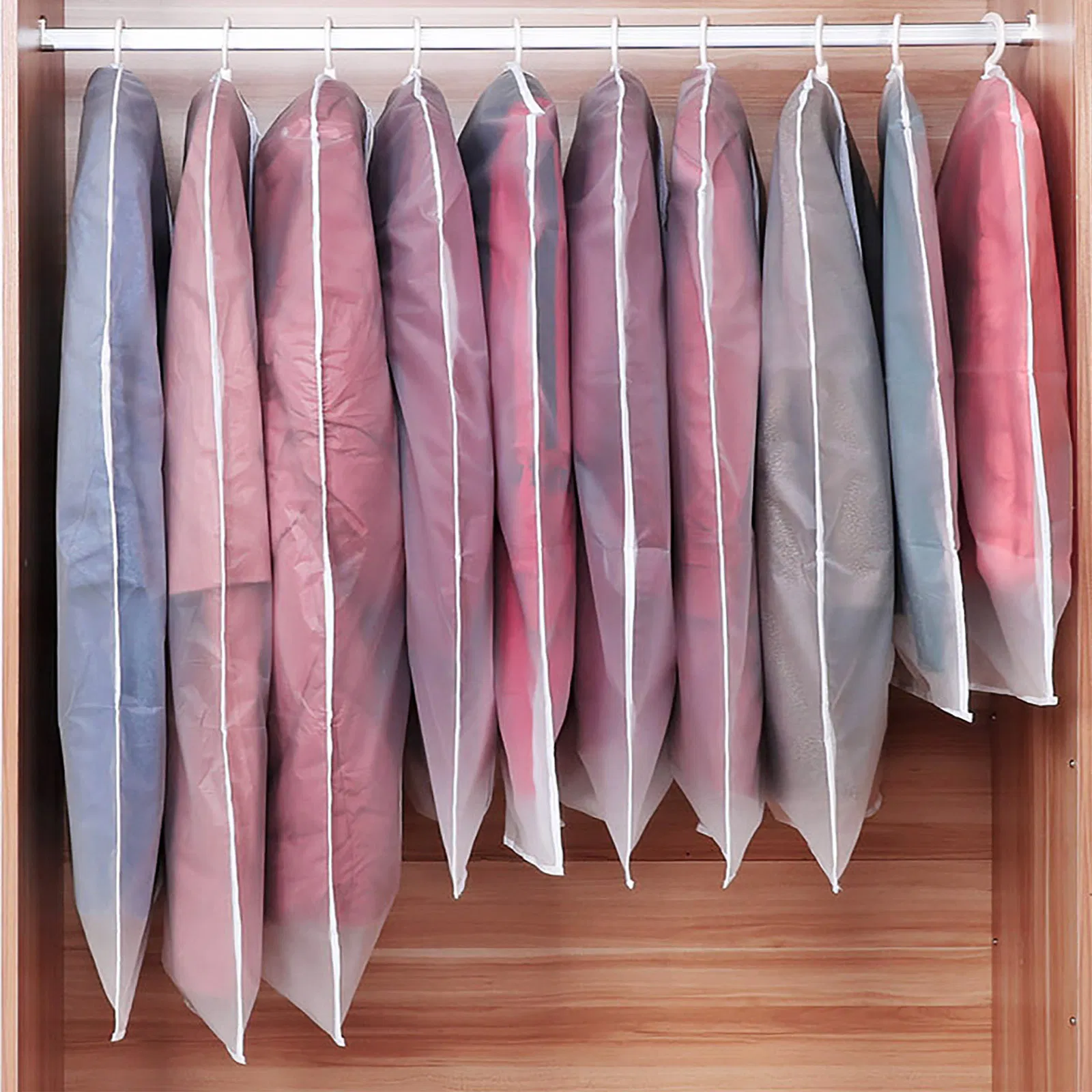 5PCS/Set Clear Garment Bags for Hanging Clothes PEVA Suit Covers with Zipper