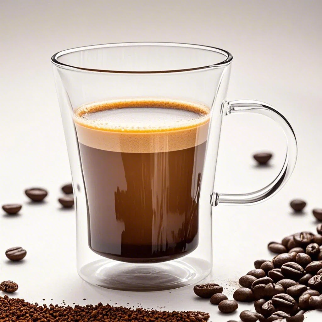 Reusable Crystal Double Wall Insulated Clear Glass Coffee Tea Mug Handle Espresso Mugs Latte Mug for Coffee Lemonade Water Drinking with Handle