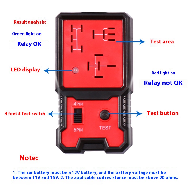 Тестер реле автомобильный 12В со светодиодом