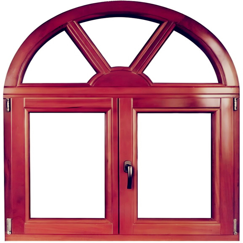 Top Arch Grills Design Double Panes Aluminum Solid Wood Window and Door