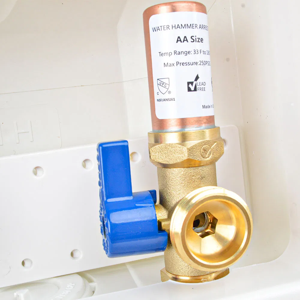 Безсвинцовая латунная коробка для стиральной машины 1/2" с гасителем гидроудара