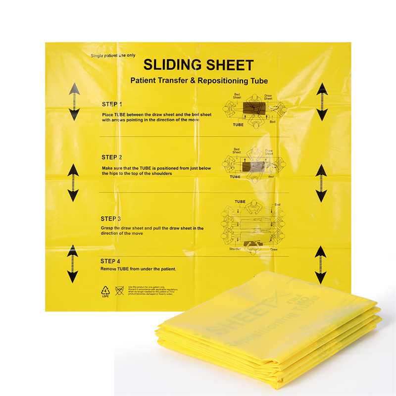 Medical Patient Transfer Sliding Sheet, LDPE Material, Bright Yellow, 39× 33 Inches, Hospital Nursing Home Specialized, Reduces Nursing Burden