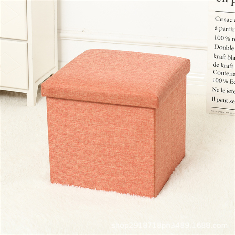 New Square Fabric Storage Sofa with Foldable Toy Storage Stool