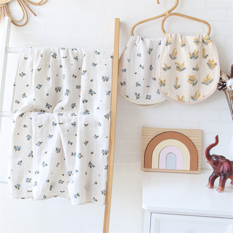 Hot Selling Newborn Drool Milk Spit up Bib Extra Soft Muslin 100% Organic Cotton Baby Burp Cloths