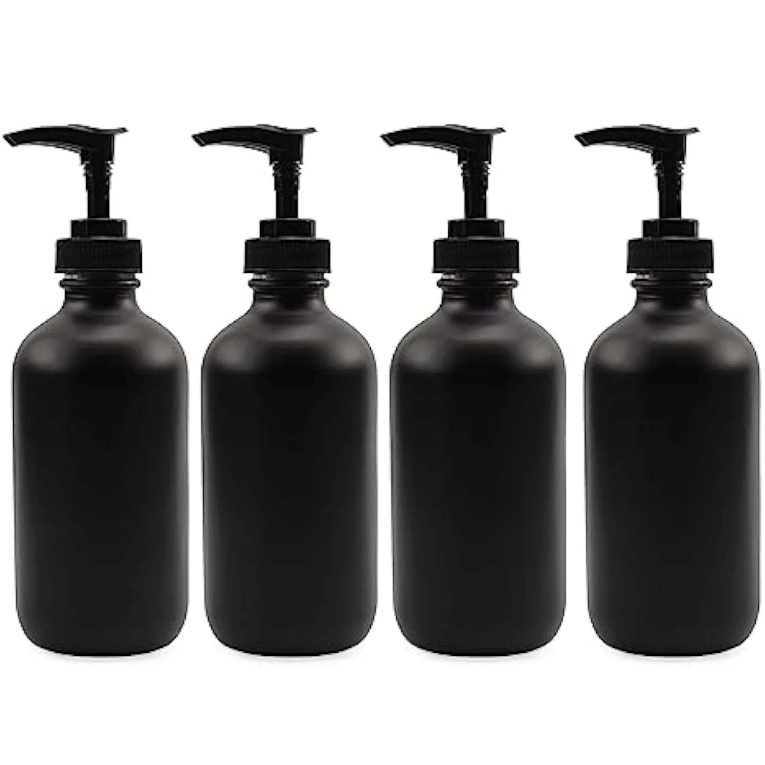 8 Oz, 16 Oz, 32oz-1, 32 Oz Black Glass Boston Bottle Dispenser with Tray