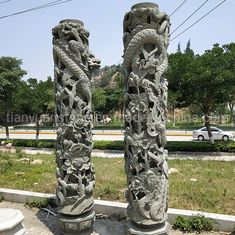 Outdoor Decorative Stone Dragon Column and Pillars