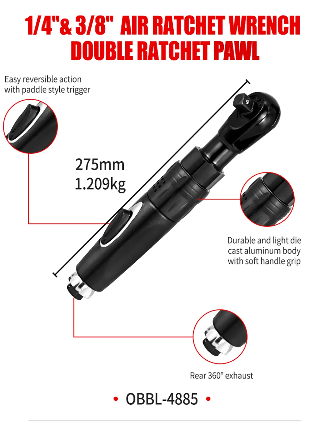 Пневматическая мини-шлифмашина Obbl Professional 1/2" 3/8"