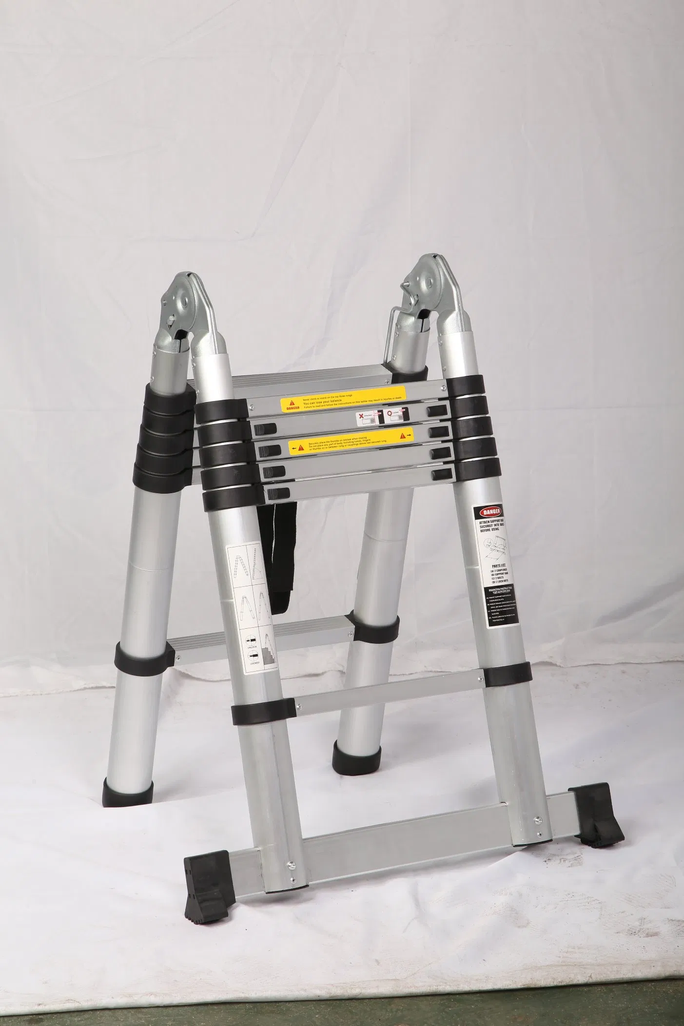 12 Steps Aluminium Telescopic Extension Ladder 3.8m with Hinge