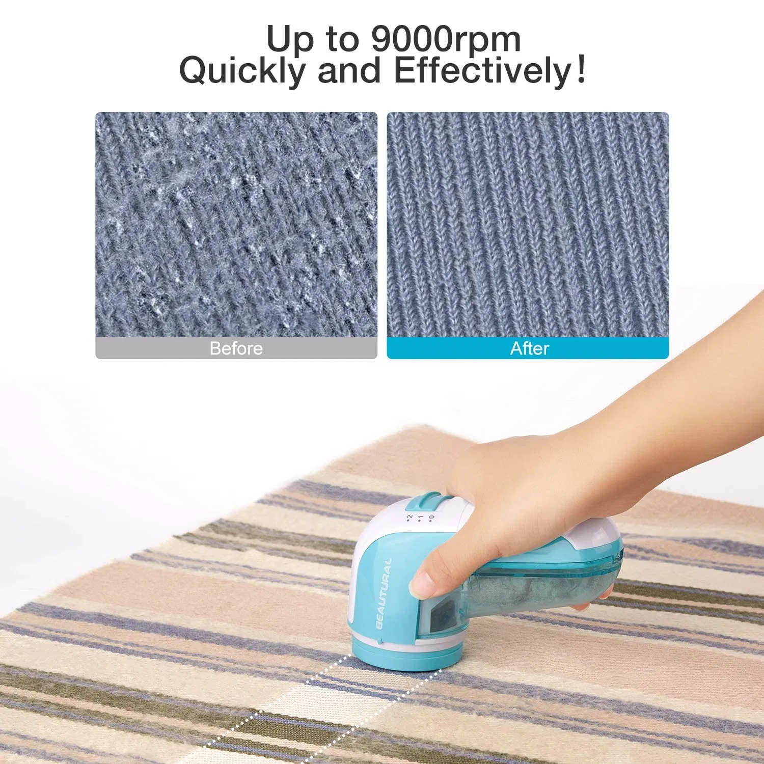 Sweater Defuzzer 2-Speeds 2 Replaceable Stainless-Steel-Blades Battery Operated Fabric Shaver Lint Remover