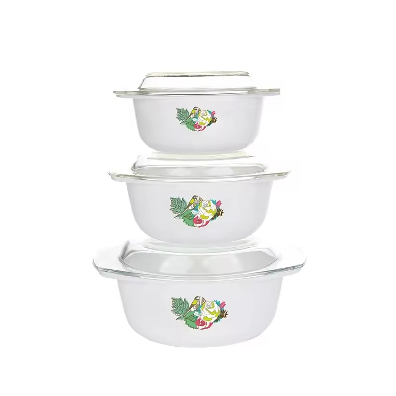 Набор кастрюль из опалового стекла для готовки