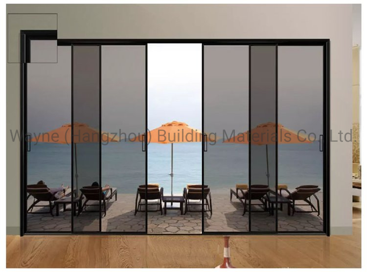 China Factory Aluminum Thermal Break Sound Insulation Sliding Door 45*16 with Decorative Bars/ Toughened Glass for Living Room/Kitchen/Balcony/Interior
