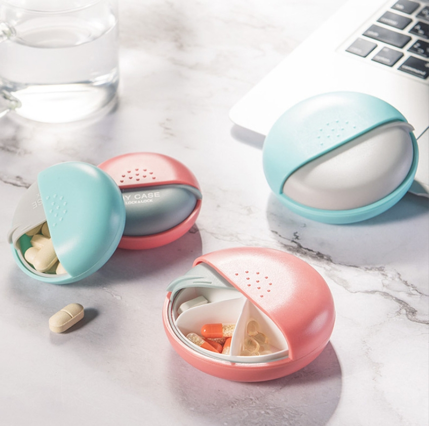 7 Compartments Week Marks Pill Container, Pill Organizer, Portable BPA Free Pill Case with 360 Degree Rotation