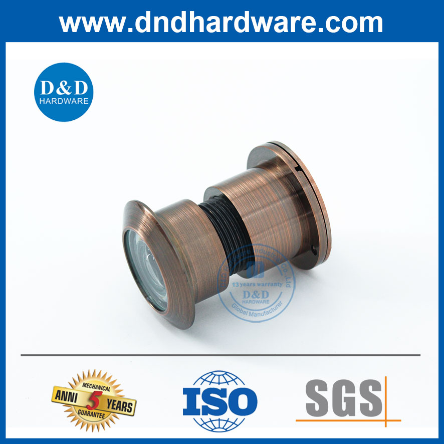 Glass Lens Red Antique Brass Type Door Peephole Viewer with Cover