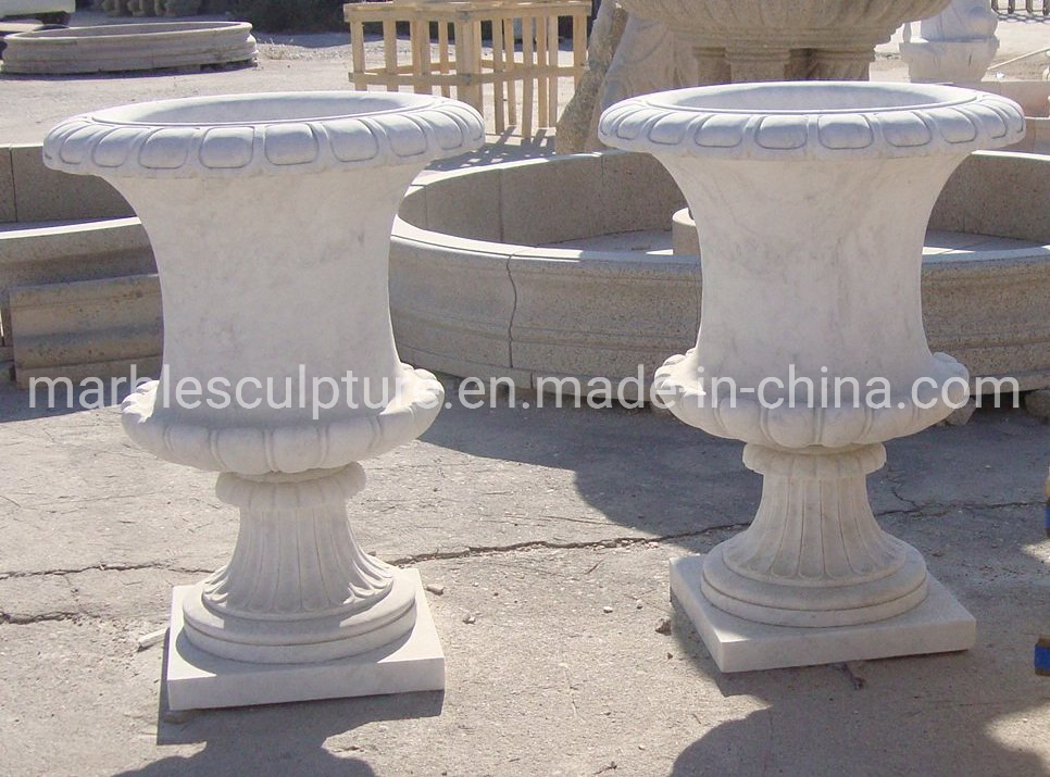 Classical Style Hand Carved Marble Flower Pot for Garden Planter (SYFP-009)