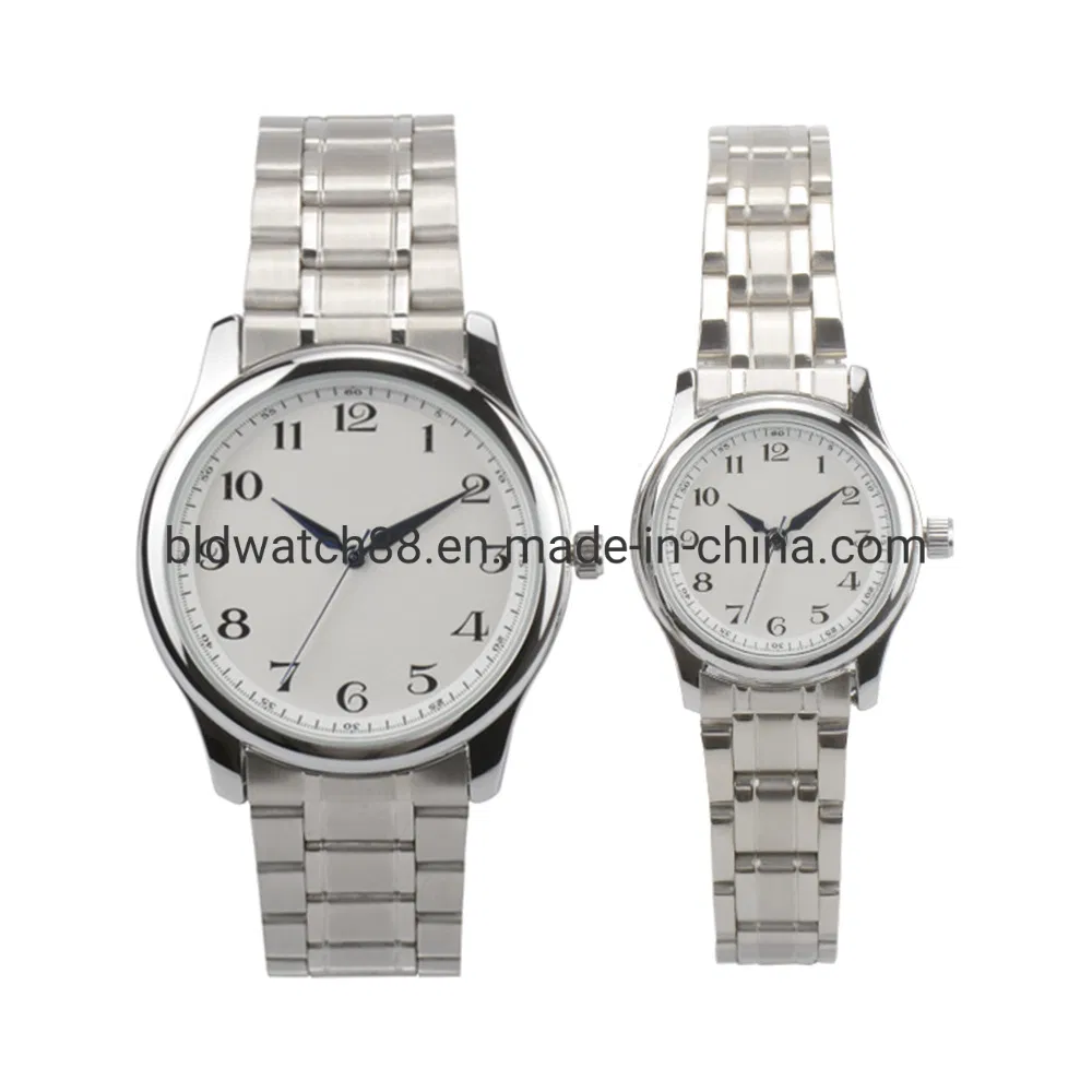 Custom Made Japan Quartz Movement Steel Wrist Watches for Couple