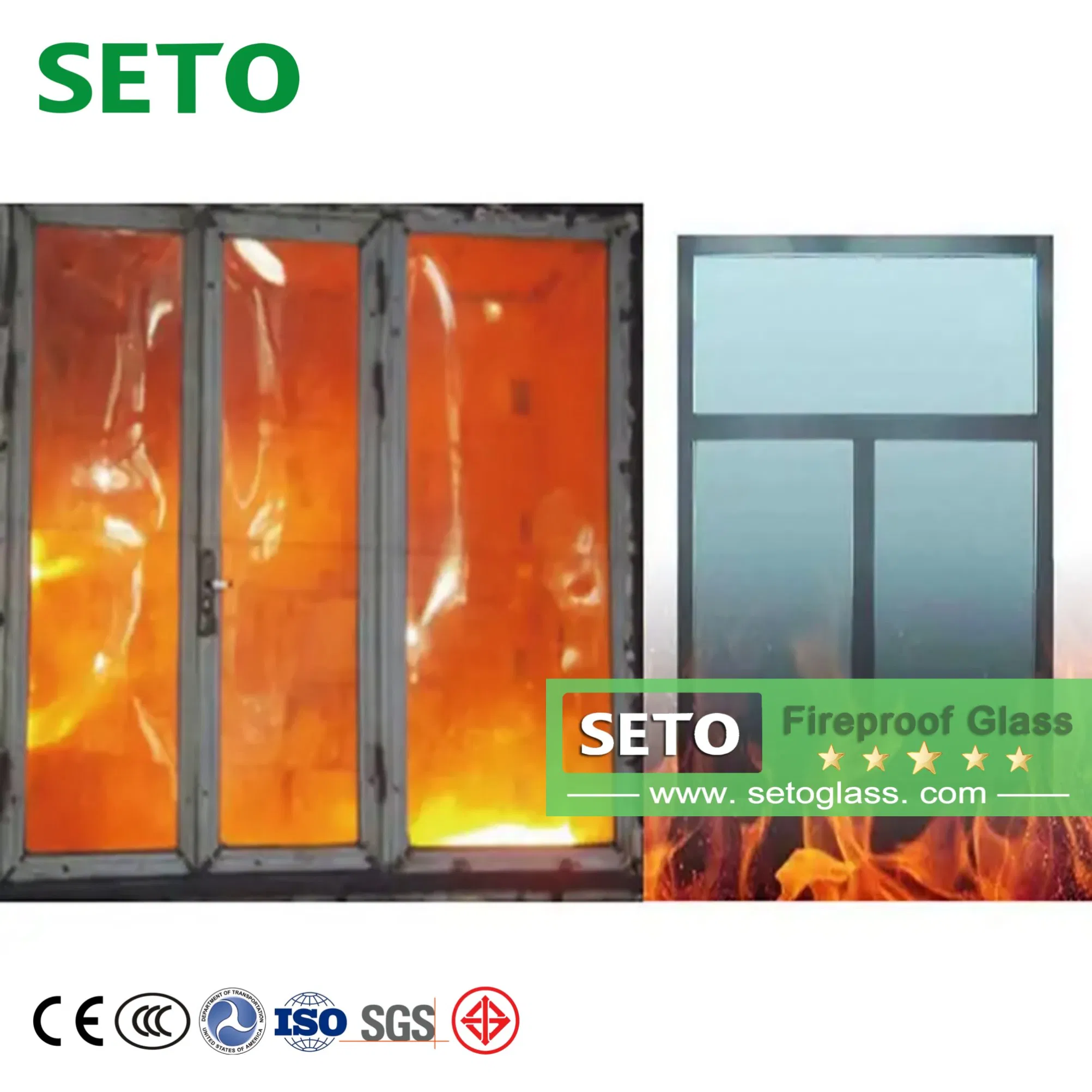 Fireproof Glass 30min 60min 90min 120minfire Resistant Glass for Window and Door
