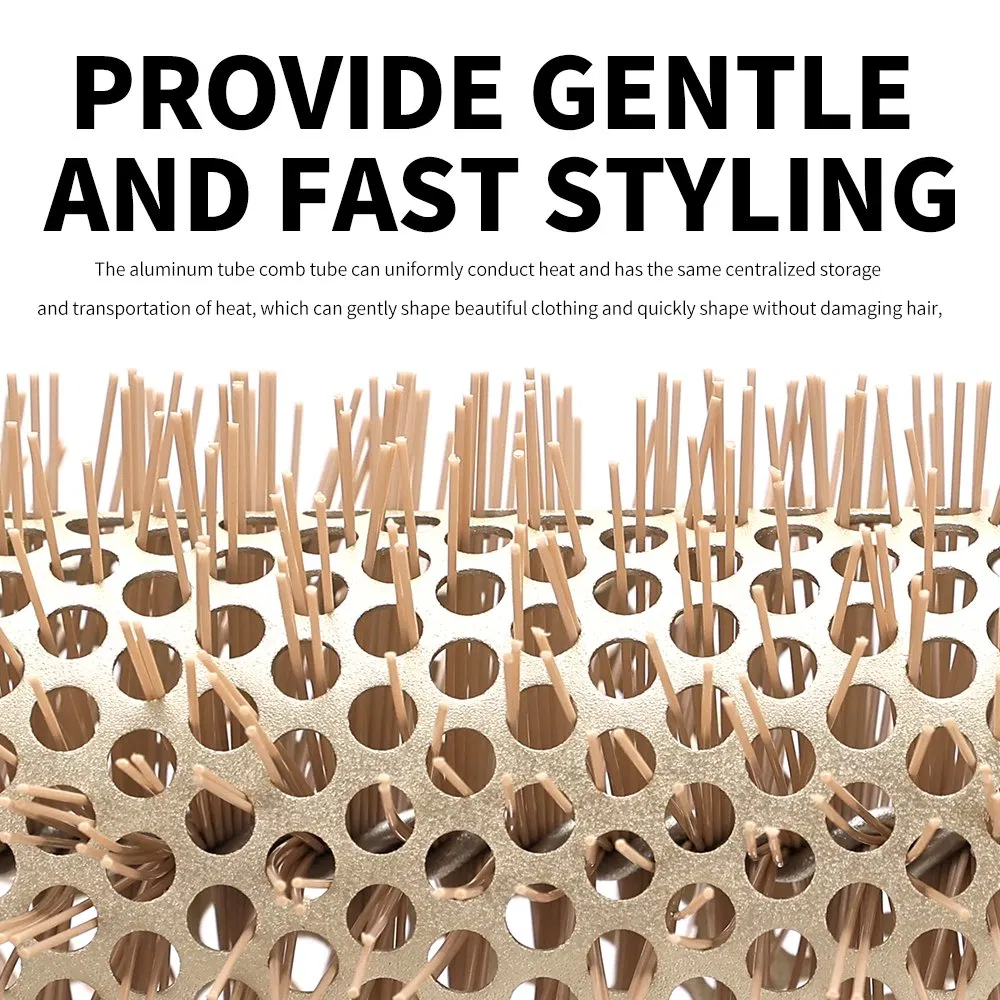 Professional Nylon Aluminum Cylinder Hairbrush Hair Salon Round Brush for Curling Styling Blow Drying