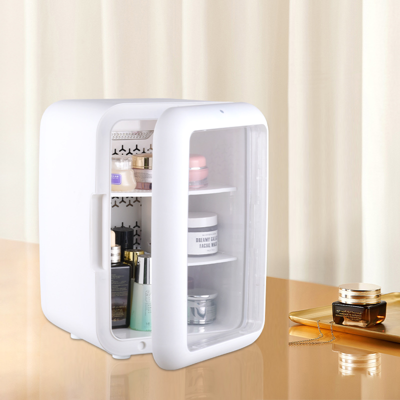 Air Cooling Frost Free 9L Transparent Door Mini Fridge for Cosmetics and Food